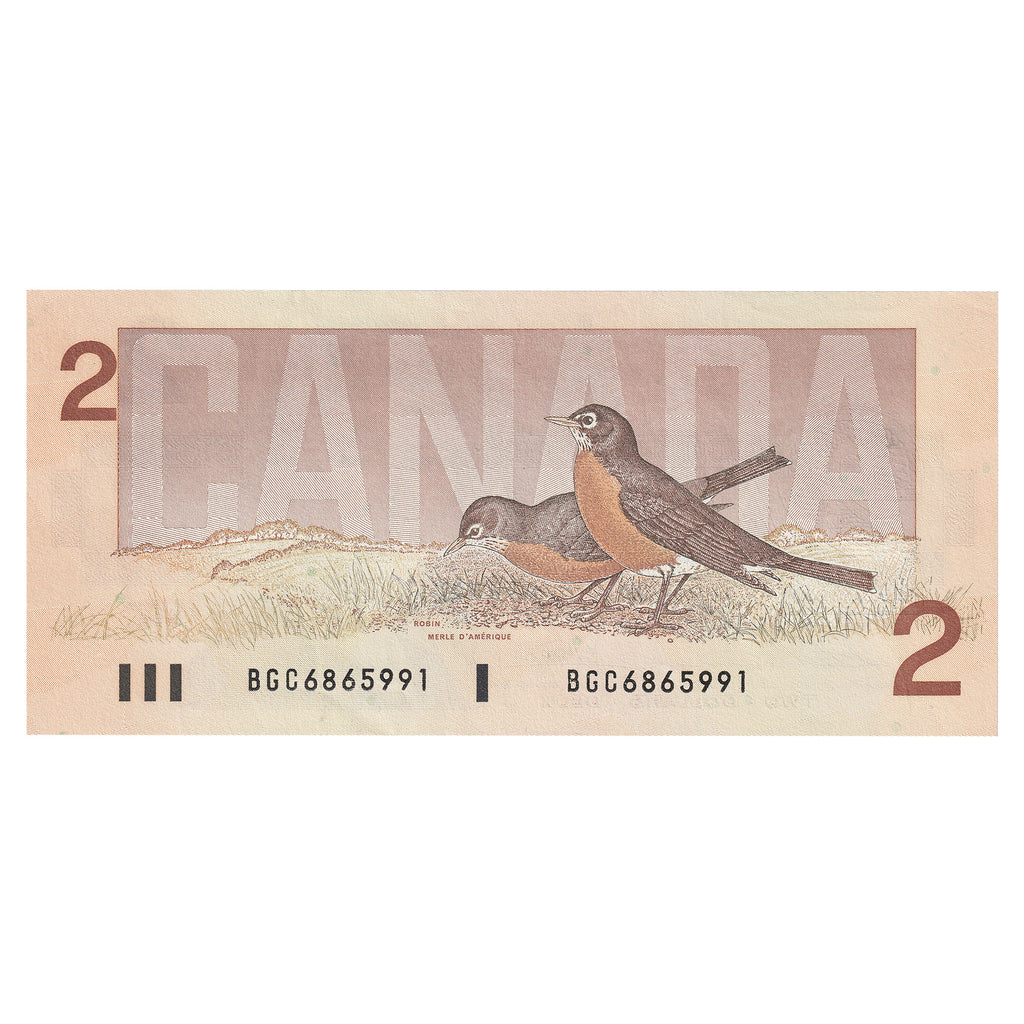 BC-55b 1986 Canada $2 Thiessen-Crow, BGC, AU