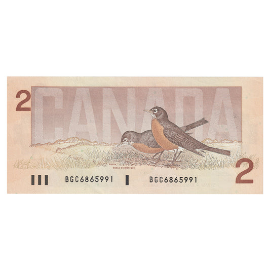 BC-55b 1986 Canada $2 Thiessen-Crow, BGC, AU