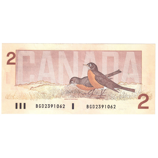 BC-55b 1986 Canada $2 Thiessen-Crow, BGD, AU