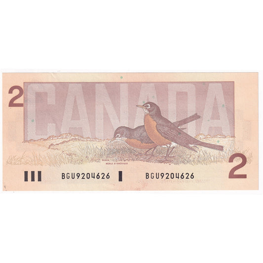 BC-55b 1986 Canada $2 Thiessen-Crow, BGU, AU-UNC