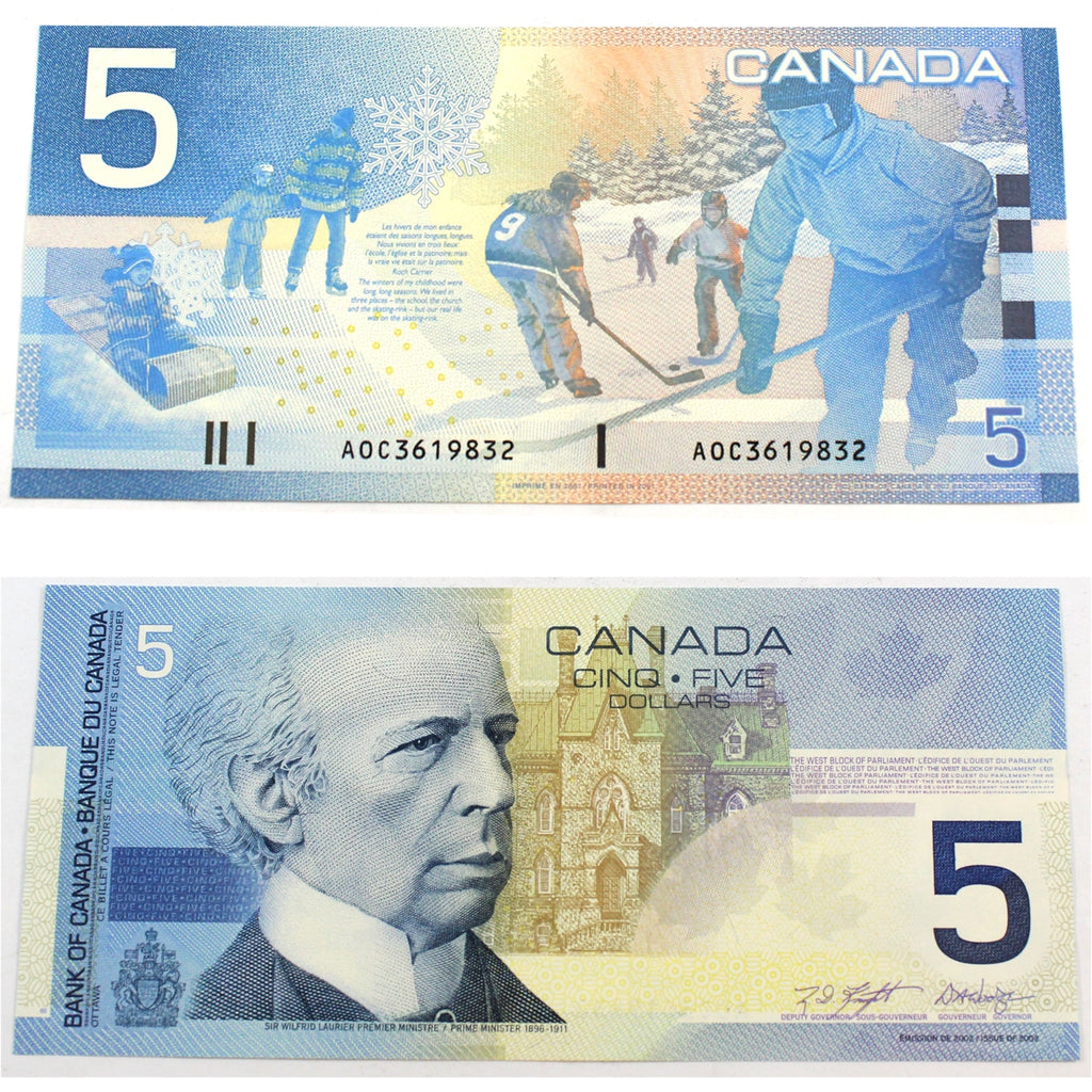 BC-62a 2001 Canada $5 Knight-Dodge, AOC, CUNC