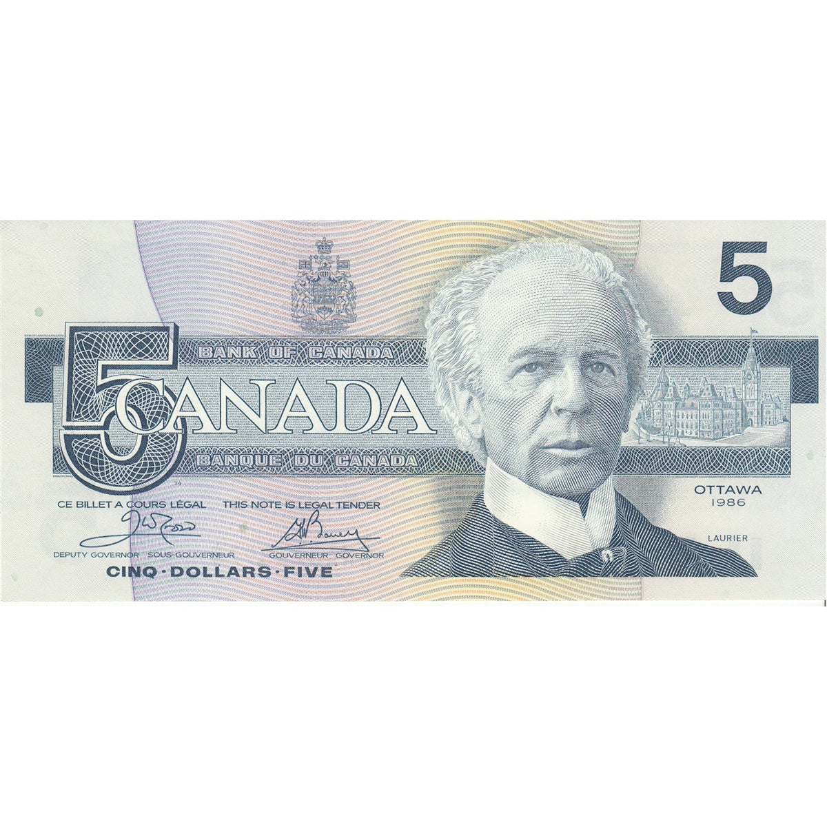 BC-56a 1986 Canada $5 Crow-Bouey, ENA, UNC