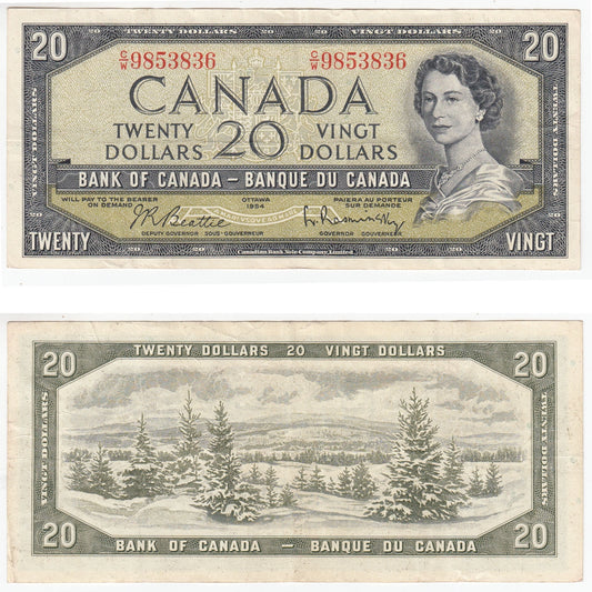 BC-41b 1954 Canada $20 Beattie-Rasminsky, C/W, VF