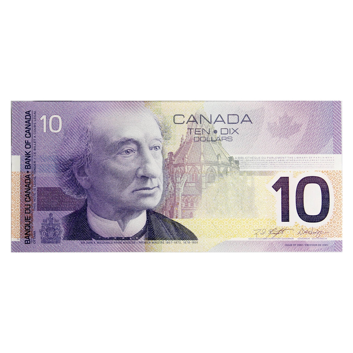 BC-63b 2001 Canada $10 Knight-Dodge, FDZ, CUNC