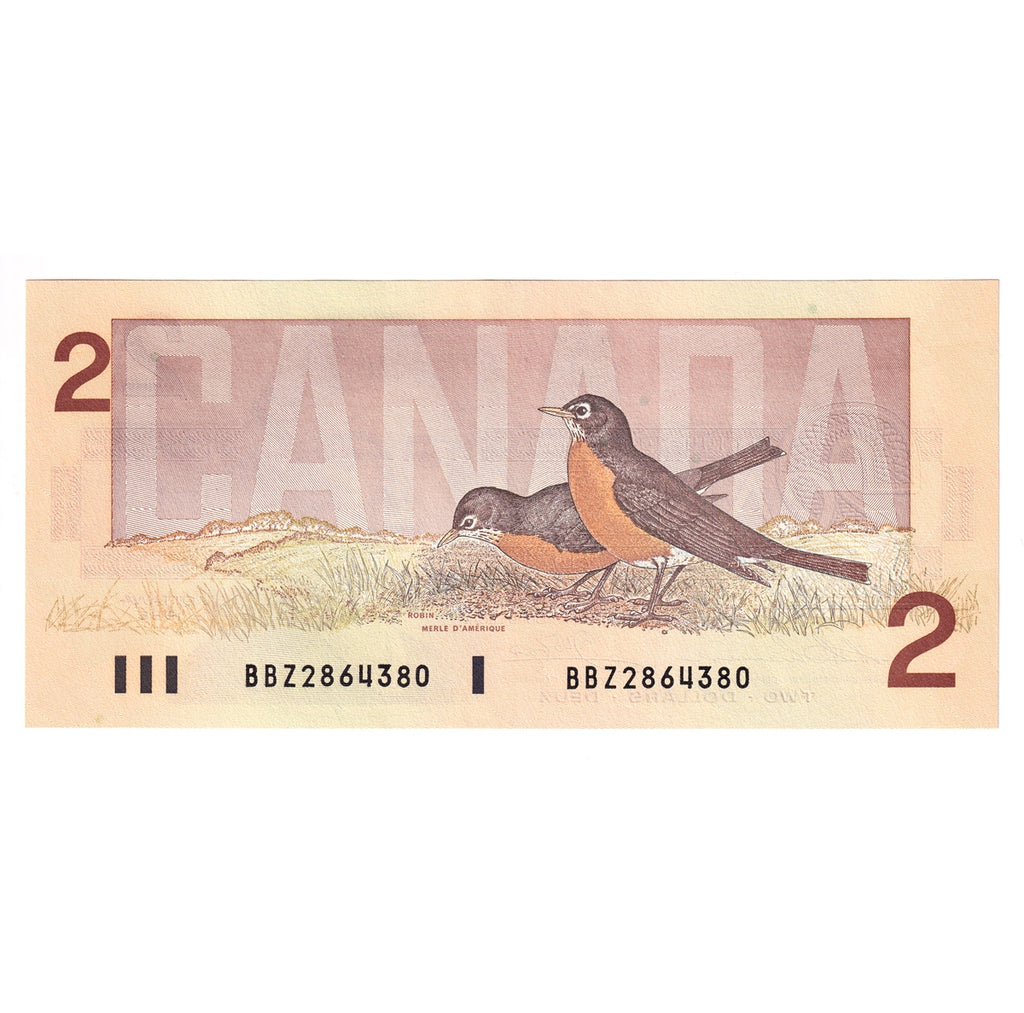 BC-55b 1986 Canada $2 Thiessen-Crow, BBZ, CUNC