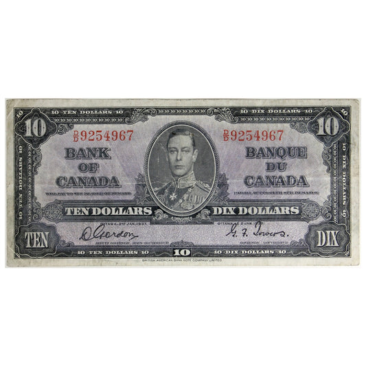 BC-24b 1937 Canada $10 Gordon-Towers, D/D, F