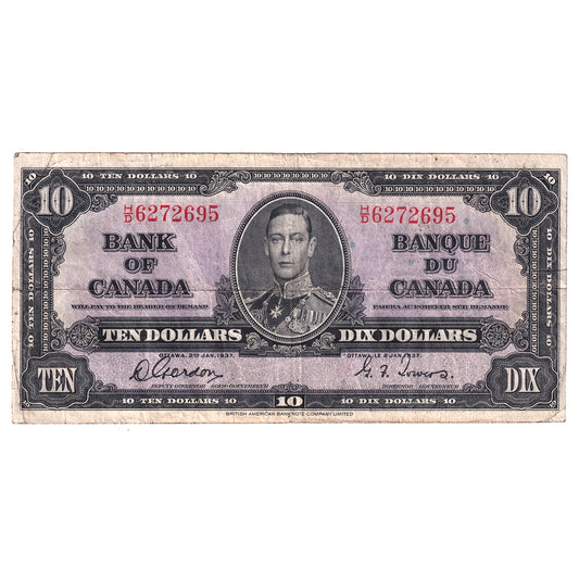 BC-24b 1937 Canada $10 Gordon-Towers, H/D, F-VF