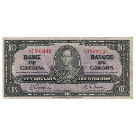 BC-24b 1937 Canada $10 Gordon-Towers, E/D, F-VF