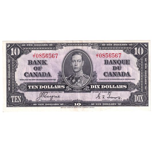 BC-24c 1937 Canada $10 Coyne-Towers, J/T, VF-EF