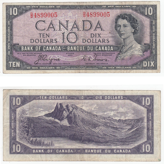 BC-32a 1954 Canada $10 Coyne-Towers, Devil's Face, D/D, F-VF