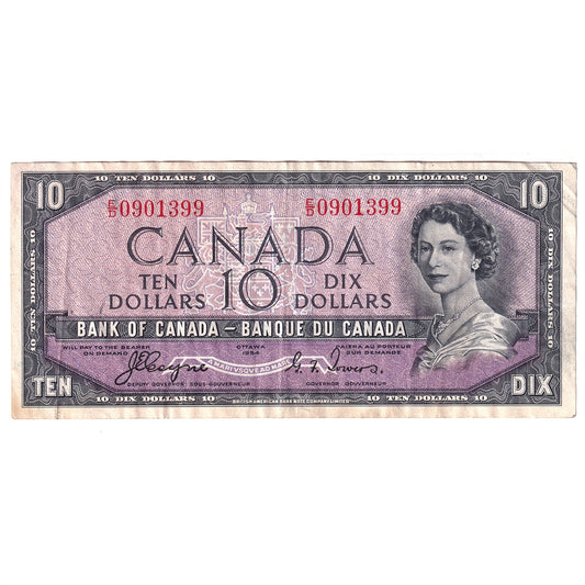 BC-32a 1954 Canada $10 Coyne-Towers, Devil's Face, E/D, VF-EF