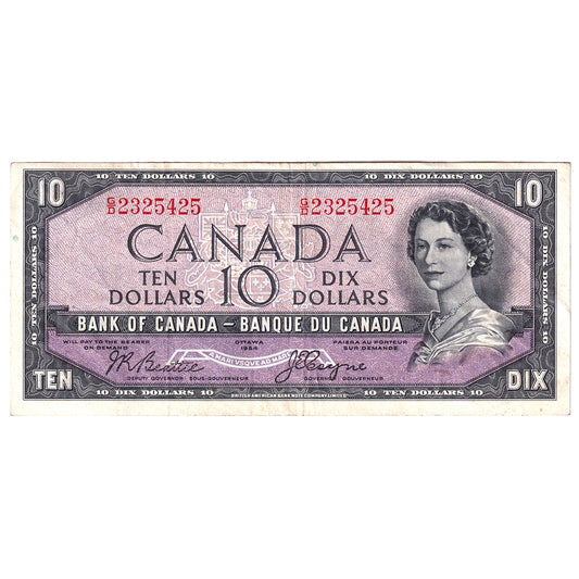 BC-32b 1954 Canada $10 Beattie-Coyne, Devil's Face, G/D, VF