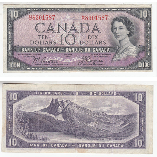 BC-32b 1954 Canada $10 Beattie-Coyne, Devil's Face, H/D, VF