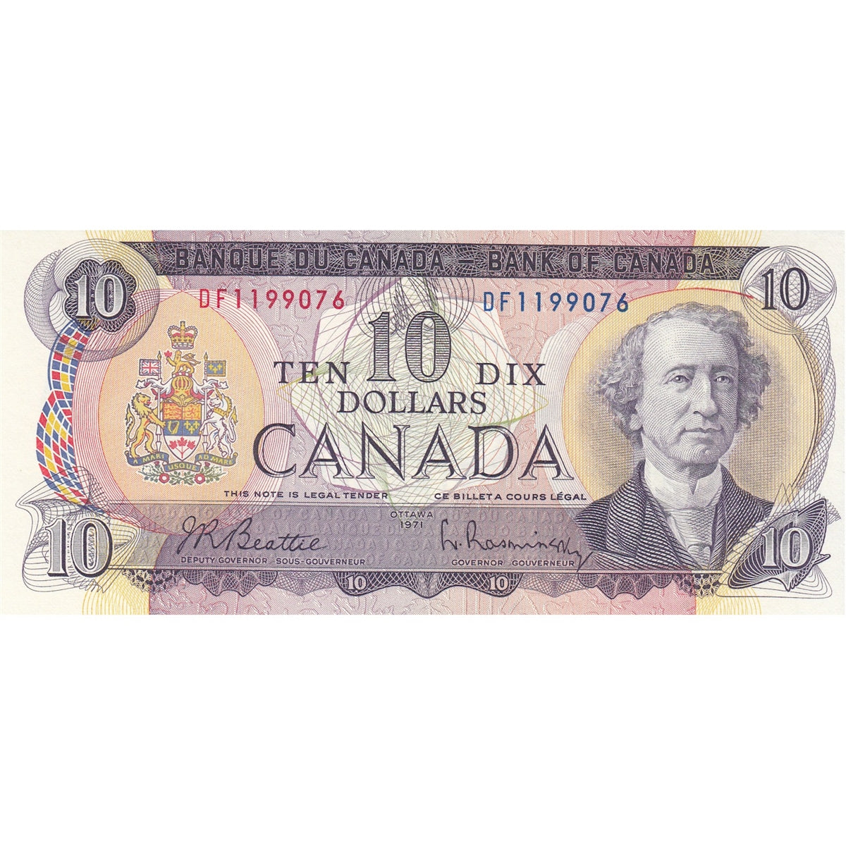 BC-49a 1971 Canada $10 Beattie-Rasminsky, DF, CUNC