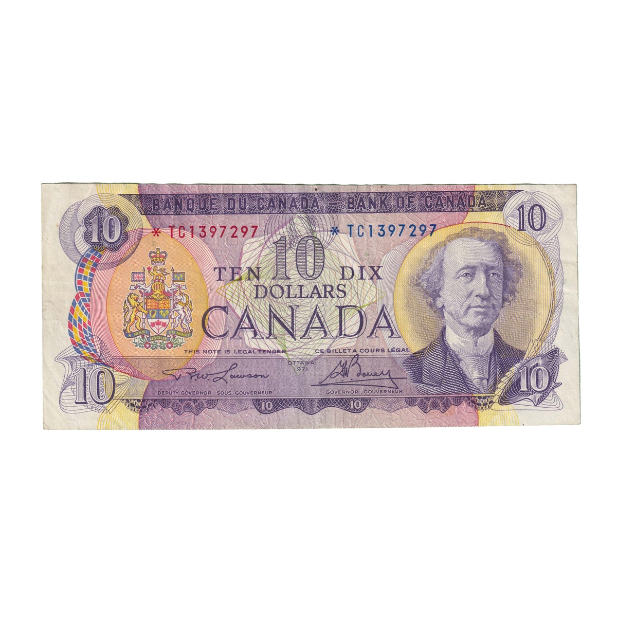 BC-49cA 1971 Canada $10 Lawson-Bouey, *TC, VF