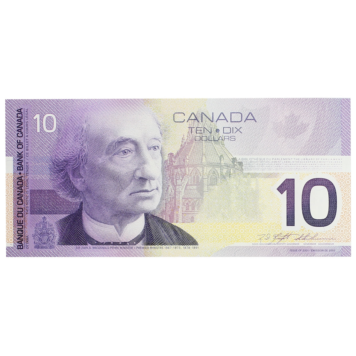 BC-63a 2000 Canada $10 Knight-Thiessen, FDV, AU