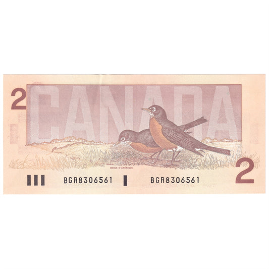 BC-55b 1986 Canada $2 Thiessen-Crow, BGR, AU-UNC