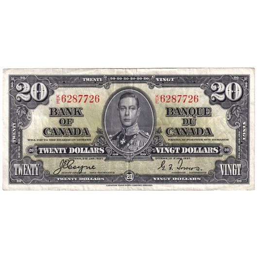 BC-25c 1937 Canada $20 Coyne-Towers, K/E, VF