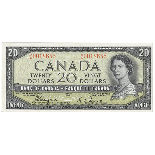 BC-33a 1954 Canada $20 Coyne-Towers, Devil's Face, A/E, EF