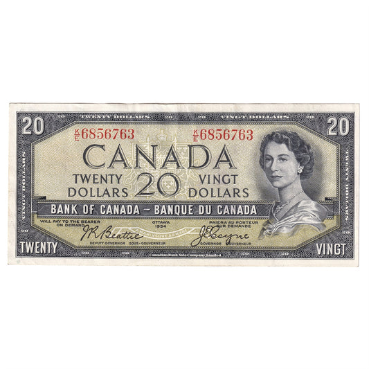 BC-41a 1954 Canada $20 Beattie-Coyne, K/E, VF-EF