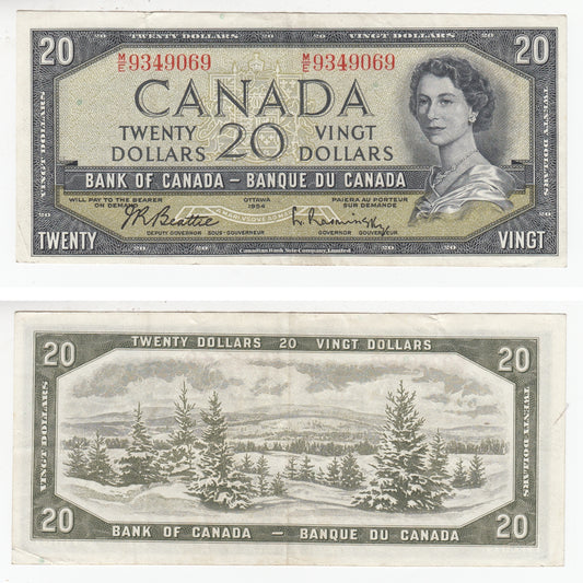 BC-41b 1954 Canada $20 Beattie-Rasminsky, M/E, VF-EF