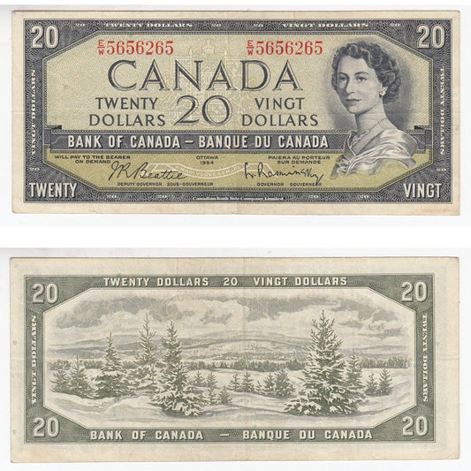 BC-41b 1954 Canada $20 Beattie-Rasminsky, E/W, VF