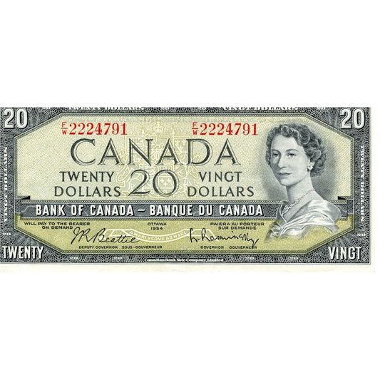 BC-41b 1954 Canada $20 Beattie-Rasminsky, F/W, EF