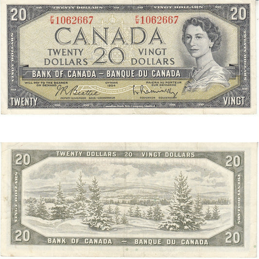 BC-41b 1954 Canada $20 Beattie-Rasminsky, F/W, VF