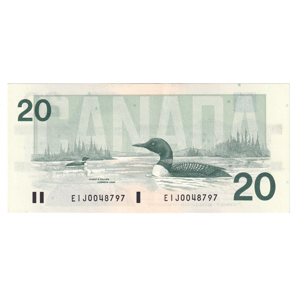 BC-58a 1991 Canada $20 Thiessen-Crow, EIJ, Without Serifs, AU