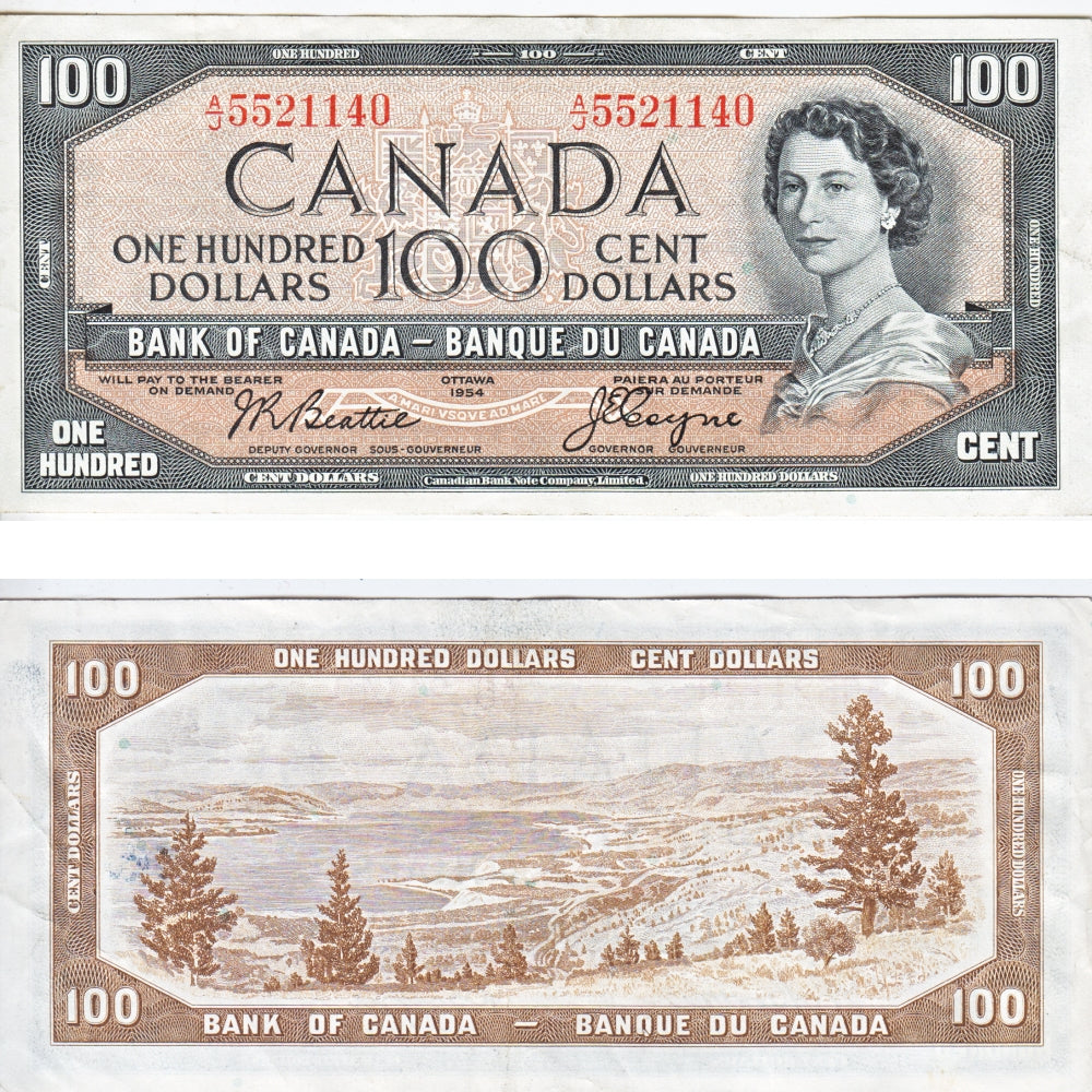 BC-43a 1954 Canada $100 Beattie-Coyne, A/J, VF-EF