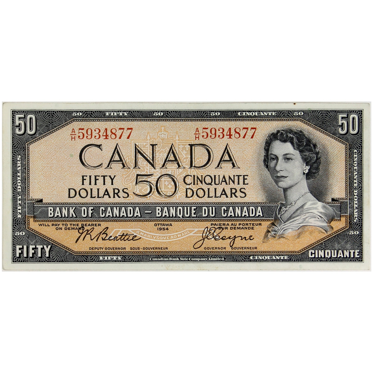 BC-42a 1954 Canada $50 Beattie-Coyne, A/H, EF