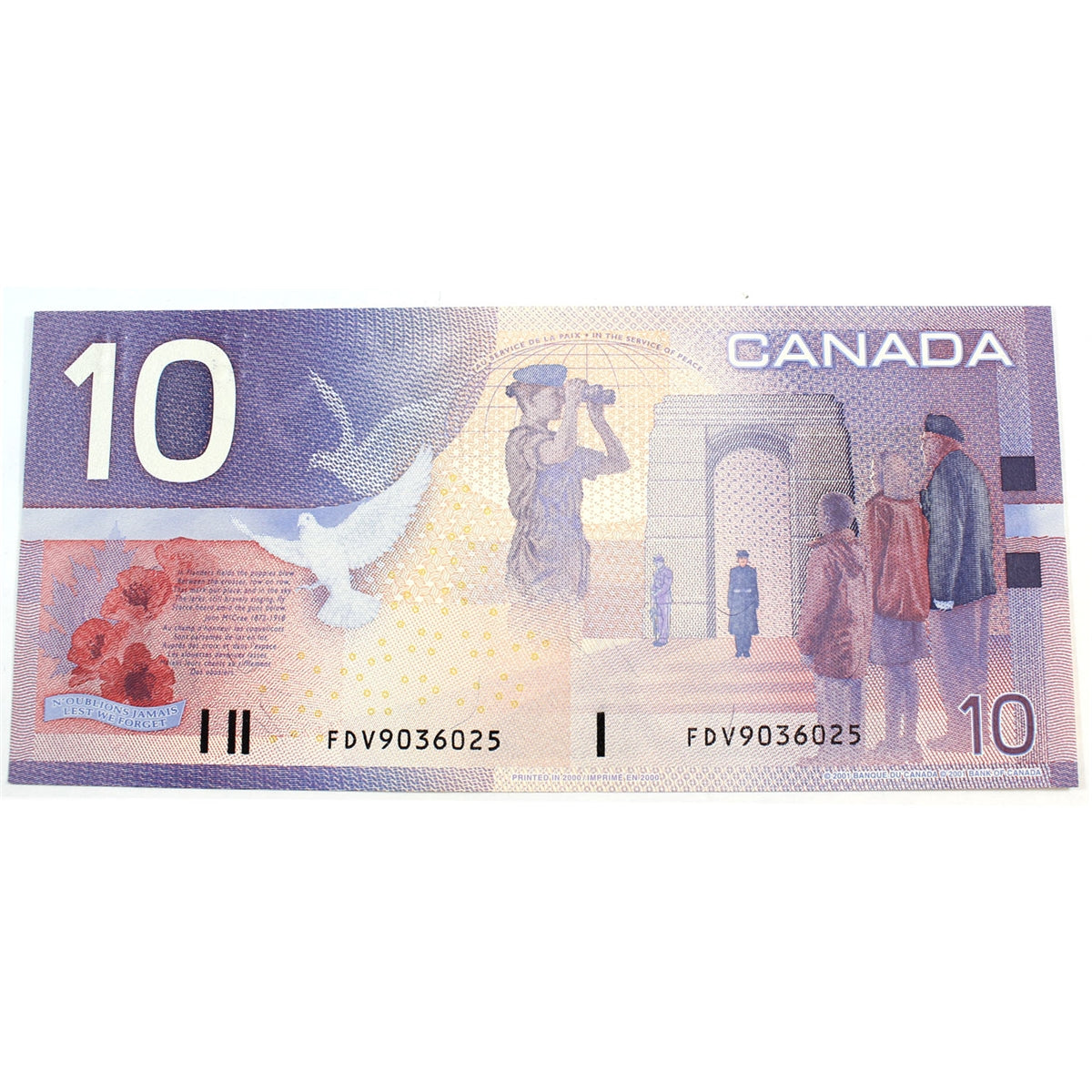 BC-63a 2000 Canada $10 Knight-Thiessen, FDV, AU-UNC