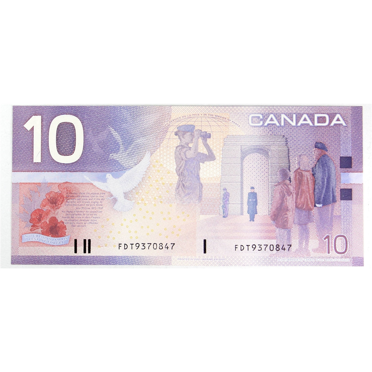 BC-63aA 2000 Canada $10 Knight-Thiessen, FDT (9.00M-9.60M), UNC