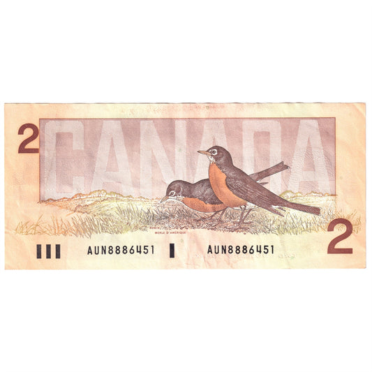 BC-55b 1986 Canada $2 Thiessen-Crow, AUN, VF