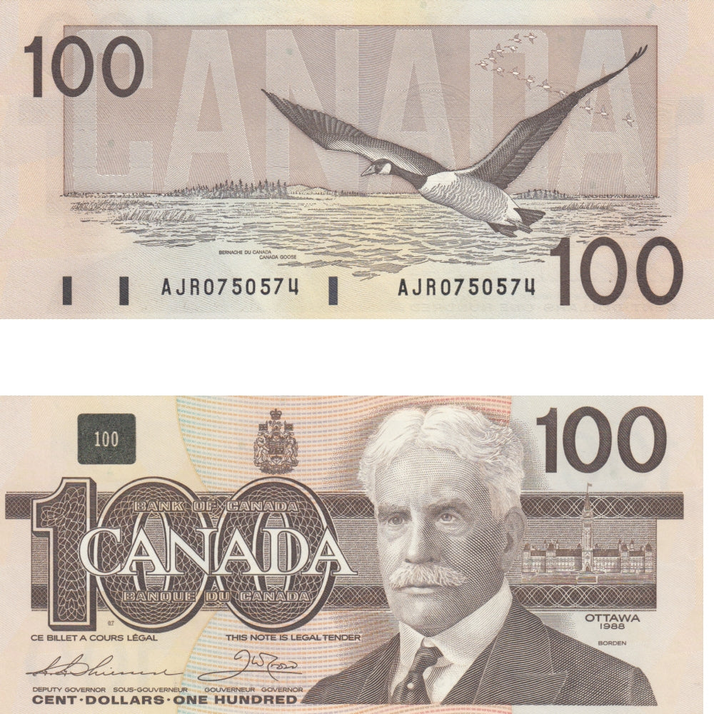 BC-60a 1988 Canada $100 Thiessen-Crow, AJR, UNC