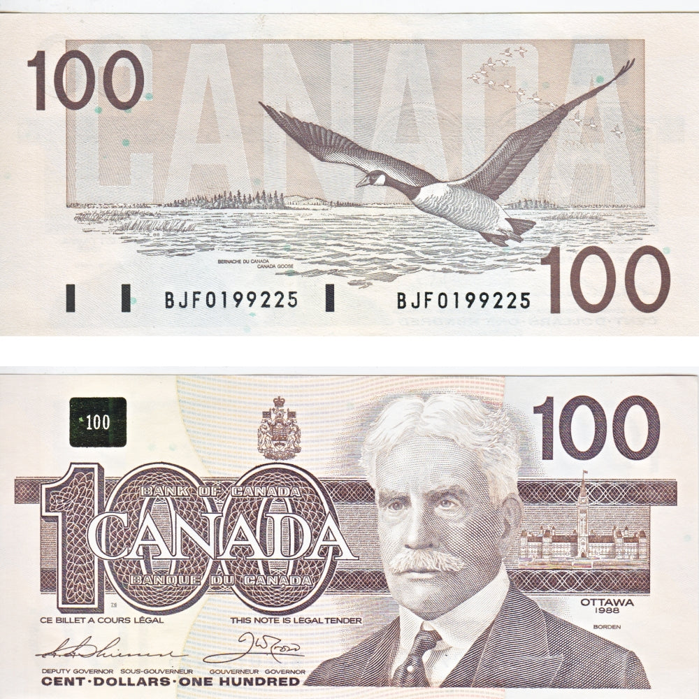 BC-60a-i 1988 Canada $100 Thiessen-Crow, BJF, AU