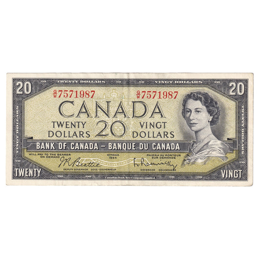 BC-41b 1954 Canada $20 Beattie-Rasminsky, G/W, EF-AU