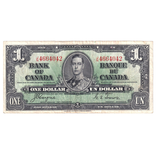 BC-21d 1937 Canada $1 Coyne-Towers, J/N, VF