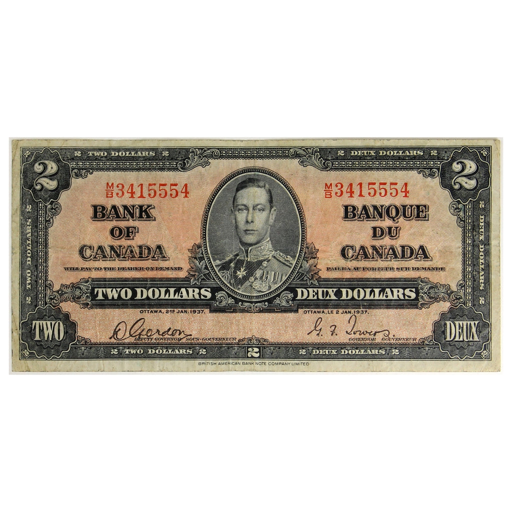 BC-22b 1937 Canada $2 Gordon-Towers, M/B, F-VF