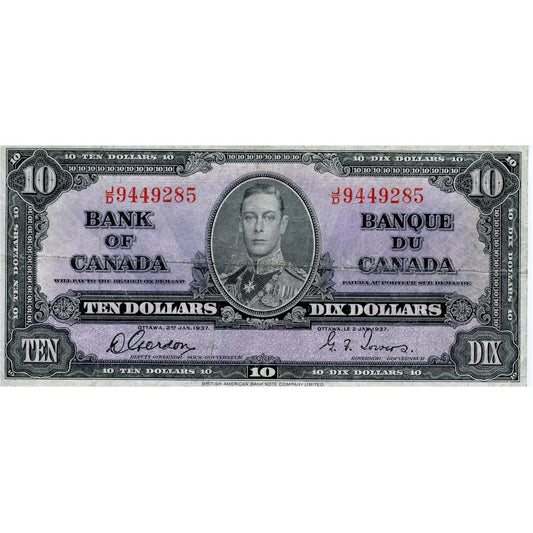 BC-24b 1937 Canada $10 Gordon-Towers, J/D, F