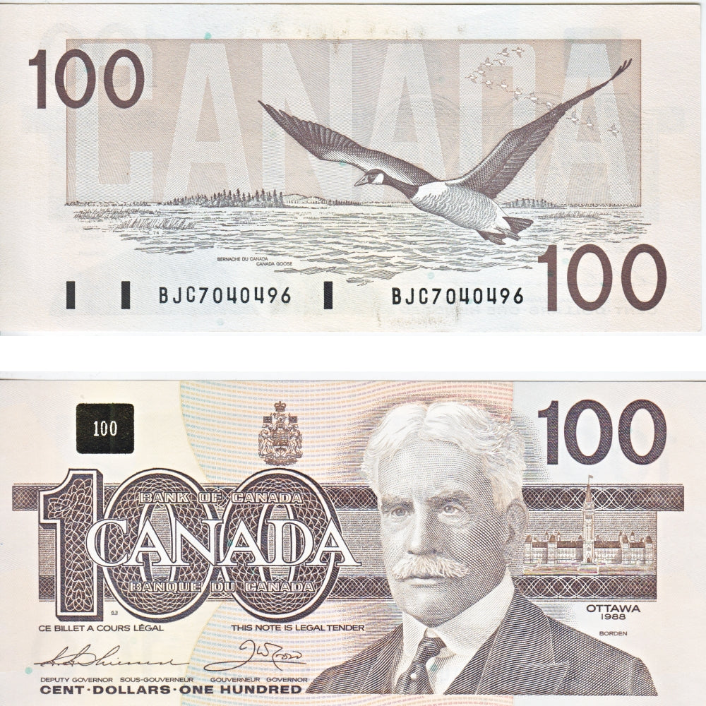 BC-60a-i 1988 Canada $100 Thiessen-Crow, BJC, AU