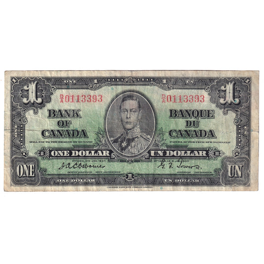 BC-21a 1937 Canada $1 Osborne-Towers, D/A, F-VF