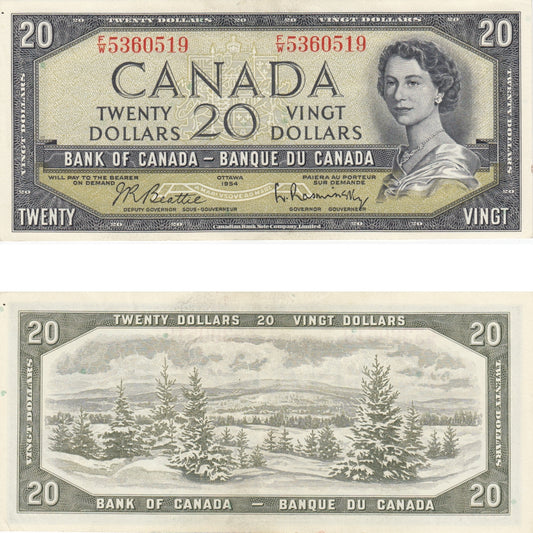 BC-41b 1954 Canada $20 Beattie-Rasminsky, F/W, EF-AU