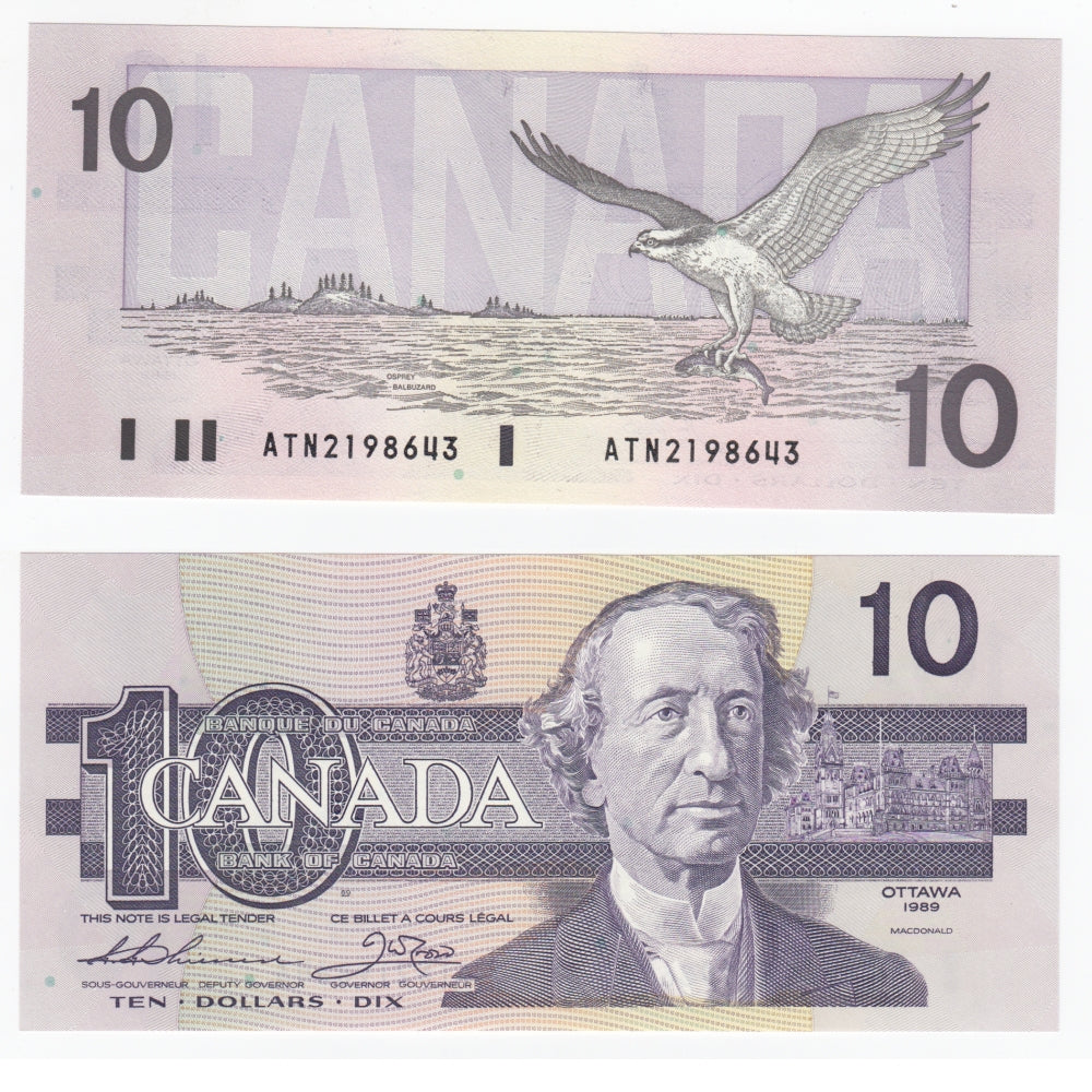 BC-57a 1989 Canada $10 Thiessen-Crow, ATN, CUNC