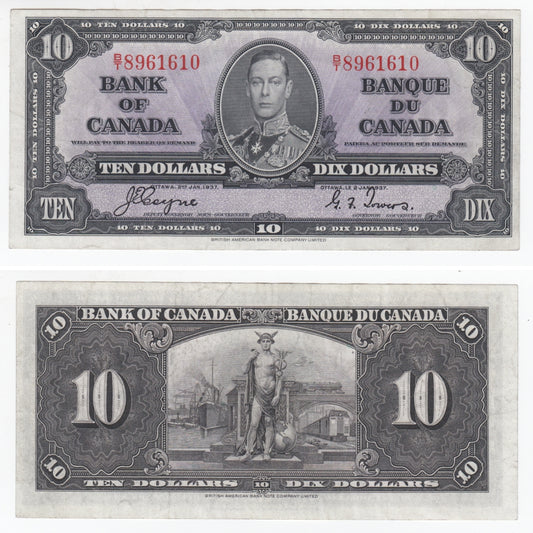 BC-24c 1937 Canada $10 Coyne-Towers, B/T, EF