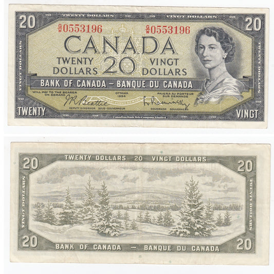 BC-41b 1954 Canada $20 Beattie-Rasminsky, G/W, VF