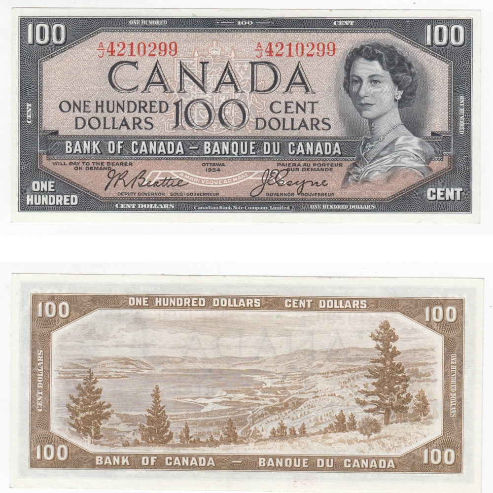 BC-43a 1954 Canada $100 Beattie-Coyne, A/J, AU