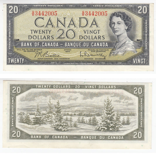 BC-41b 1954 Canada $20 Beattie-Rasminsky, G/W, AU