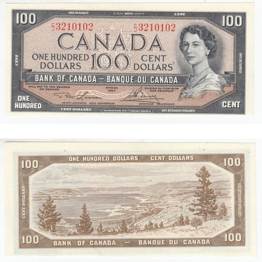 BC-43c 1954 Canada $100 Lawson-Bouey, C/J, AU-UNC