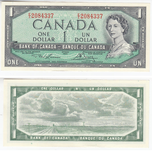 BC-37d 1954 Canada $1 Lawson-Bouey, E/I, AU-UNC